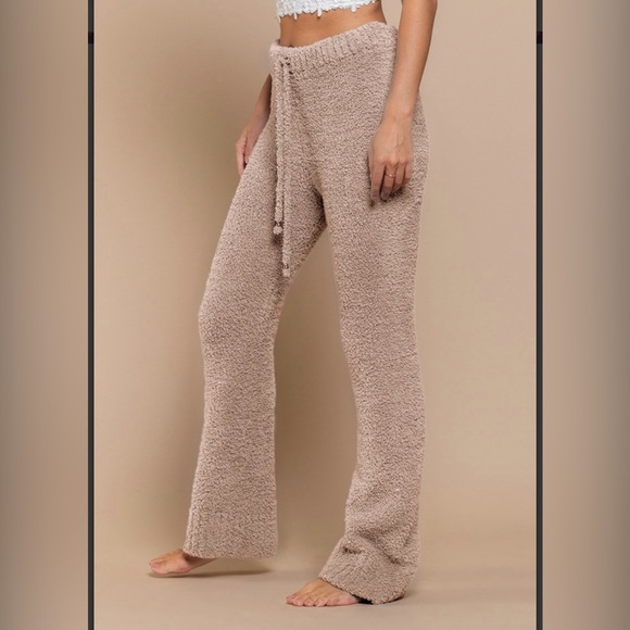 New POL SWEATER SOFT Cozy Tan KNIT Pants sz M L - Picture 2 of 4